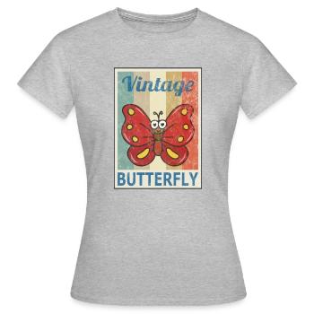 Papillon Vintage Style rétro Grunge - T-shirt Femme - gris chiné - Devant - AI Model Female 172 dark (172cm)