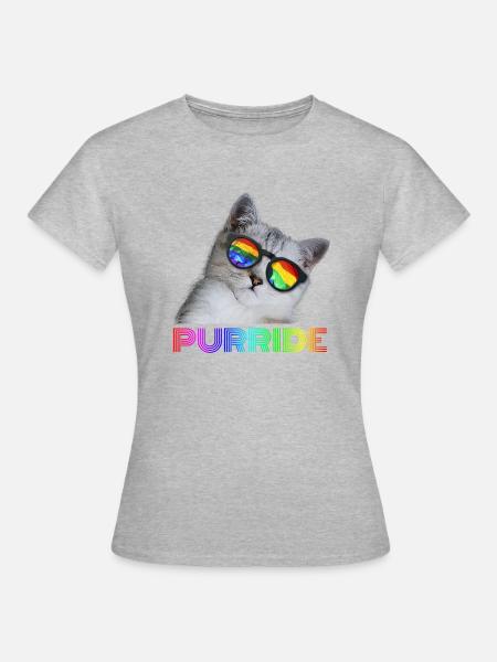 Purride Pride Cat LGBT morsom kattegave - T-skjorte for kvinner - gråmelert