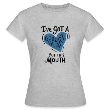Gutes Herz aber Große Klappe Großes Herz Lustig - Frauen T-Shirt - Grau meliert - Vorne - AI Model Female 172 dark (172cm)