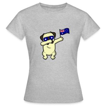 Champion du monde de Dabbing Dog Pug en Australie - T-shirt Femme - gris chiné - Devant - AI Model Female 172 dark (172cm)