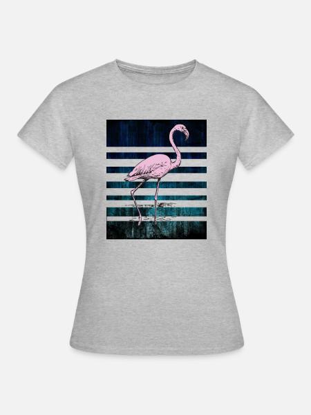 Rosa Flamingo - Frauen T-Shirt - Grau meliert