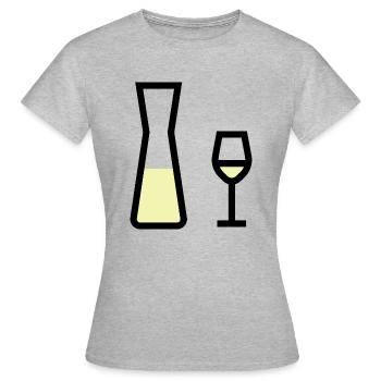 Verre à vin blanc et carafe de vin blanc - T-shirt Femme - gris chiné - Devant - AI Model Female 172 dark (172cm)