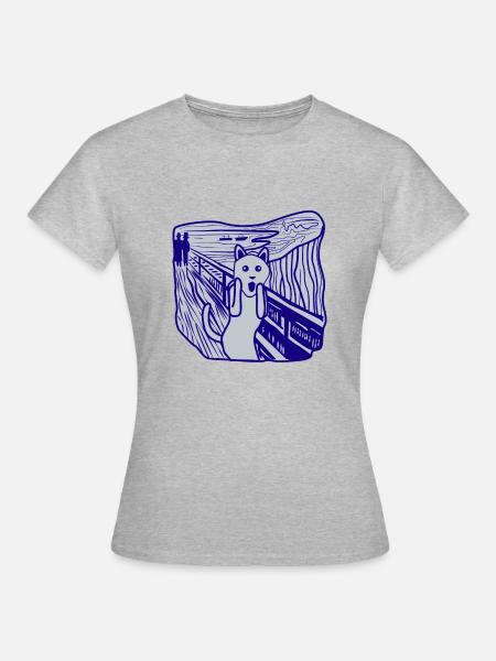 Katze schreit - Frauen T-Shirt - Grau meliert