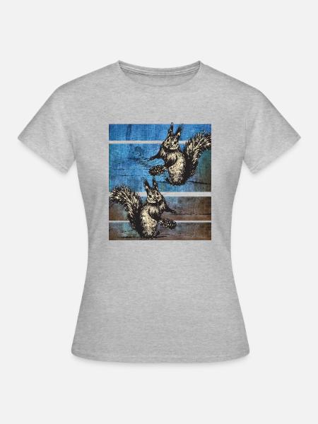 Eichhörnchen Retro - Frauen T-Shirt - Grau meliert