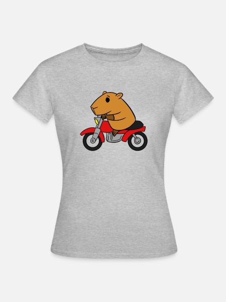Capybara-Reitmotorrad-T-Shirt lustiger Nagetier - Frauen T-Shirt - Grau meliert