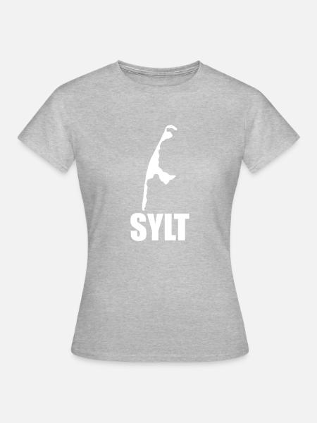 Sylt Karte Stadt cooles Geschenk - Frauen T-Shirt - Grau meliert