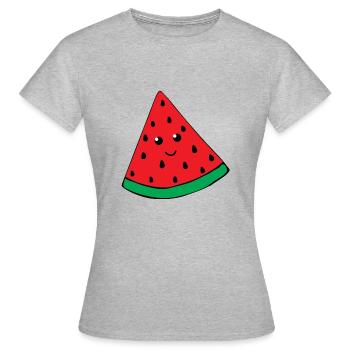 Pastèque souriante - T-shirt Femme - gris chiné - Devant - AI Model Female 172 dark (172cm)