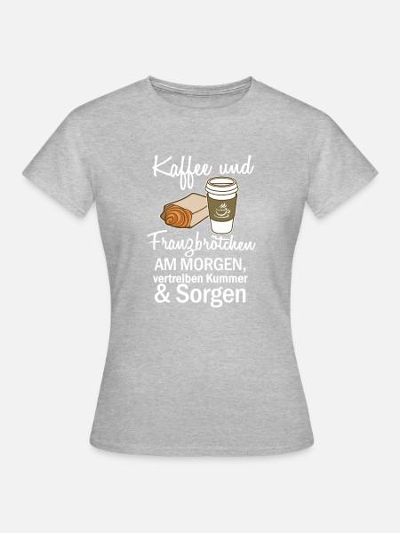 Kaffee & Franzbroetchen (Weiss) - Frauen T-Shirt - Grau meliert