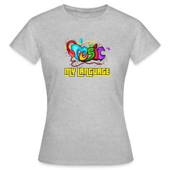 Music is my language Grafitti gift - Women's T-Shirt - heather grey - Front - AI Model Female 172 dark (172cm)