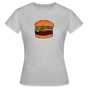 Burger Hamburger Cheeseburger Fast Food Hunger - T-shirt Femme - gris chiné - Devant - AI Model Female 172 dark (172cm)