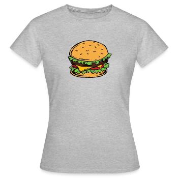 Burger Hamburger Cheeseburger Fast Food Hunger - T-shirt Femme - gris chiné - Devant - AI Model Female 172 dark (172cm)