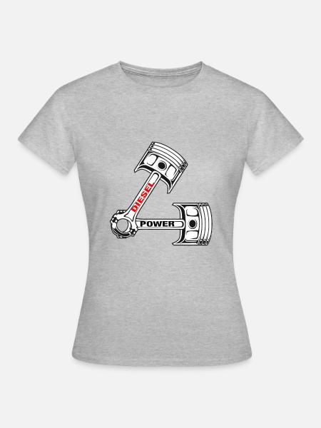 DieselPower Shirt Diesel Kolben Brother Power - Frauen T-Shirt - Grau meliert