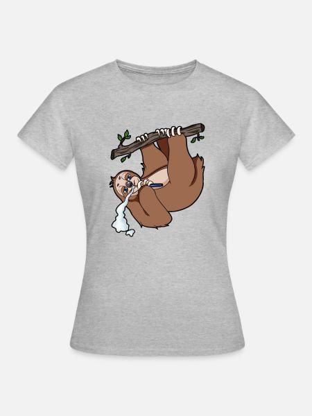 E-Zigarette Faultier Raucher - Frauen T-Shirt - Grau meliert