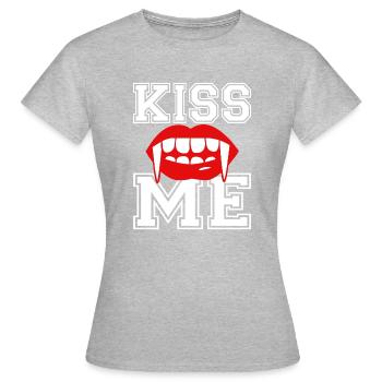 Vampire embrassant la bouche - T-shirt Femme - gris chiné - Devant - AI Model Female 172 dark (172cm)