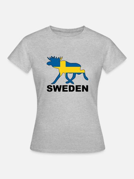 SWEDEN ELK FLAG - orignal Orignal Scandinavie Nordique - Dame-T-shirt - grå meleret