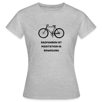 Cycling is meditation in motion - Women's T-Shirt - heather grey - Front - AI Model Female 172 dark (172cm)