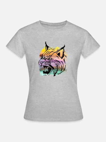 T-shirt Tigré Lynx Bobcat Grand Chat - T-shirt Femme - gris chiné