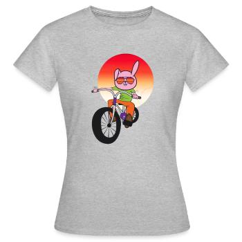 Rabbit on Bicycle Child Kids Child Kid - Women's T-Shirt - heather grey - Front - AI Model Female 172 dark (172cm)
