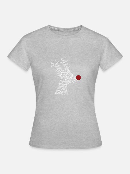 Weihnachten Rudolph Silhouette aus Wörtern - Frauen T-Shirt - Grau meliert