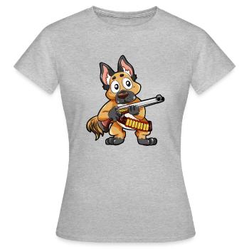 Chasseur chien de chasse fusil de chasse cartouches chasse cadeau - T-shirt Femme - gris chiné - Devant - AI Model Female 172 dark (172cm)