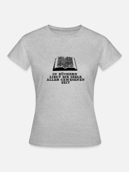 Buch Bücher Books Design - Frauen T-Shirt - Grau meliert