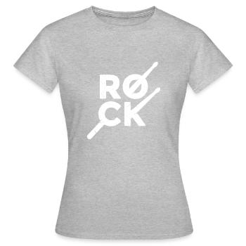 Rocktext mit Drumsticks - Frauen T-Shirt - Grau meliert - Vorne - AI Model Female 172 dark (172cm)