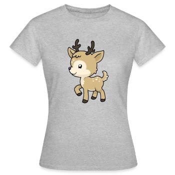 Kleiner Baby Hirsch Deer - Frauen T-Shirt - Grau meliert - Vorne - AI Model Female 172 dark (172cm)