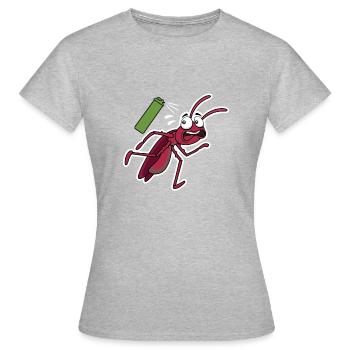 Kakerlake Schabe Kammerjäger Comic Ungeziefer - Frauen T-Shirt - Grau meliert - Vorne - AI Model Female 172 dark (172cm)