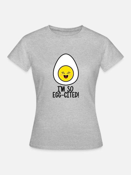 Ei Egg-Cited - Frauen T-Shirt - Grau meliert
