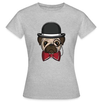 Mr Pug Pug Gentleman Dog Dog like a sir boss - Women's T-Shirt - heather grey - Front - AI Model Female 172 dark (172cm)