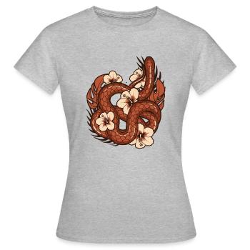 Hibiscus serpent Jungle tropicale - T-shirt Femme - gris chiné - Devant - AI Model Female 172 dark (172cm)