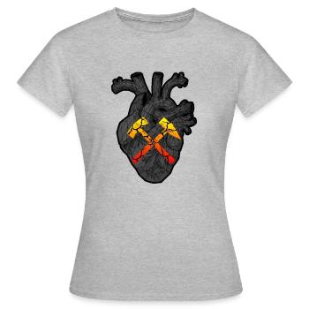 Le battement de coeur du copain avec maillets et fers - T-shirt Femme - gris chiné - Devant - AI Model Female 172 dark (172cm)