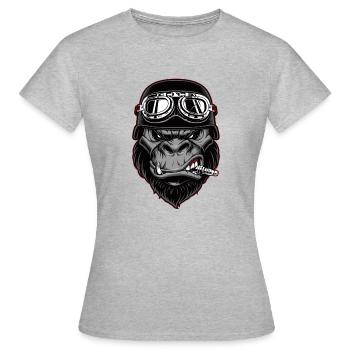 Biker Gorille moto dos argent singe cadeau - T-shirt Femme - gris chiné - Devant - AI Model Female 172 dark (172cm)