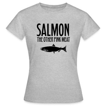 Salmonide Lachs Forelle Geschenk Pervers Spruch - Frauen T-Shirt - Grau meliert - Vorne - AI Model Female 172 dark (172cm)