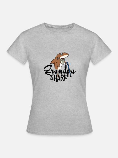 Opa Hai Großvater Motiv Alter Lustiger Hai - Dame-T-shirt - grå meleret