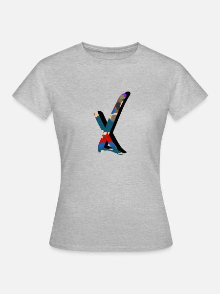 X Initial - Frauen T-Shirt - Grau meliert