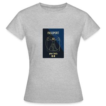 Passeport que votre corps prend soin de votre corps - T-shirt Femme - gris chiné - Devant - AI Model Female 172 dark (172cm)