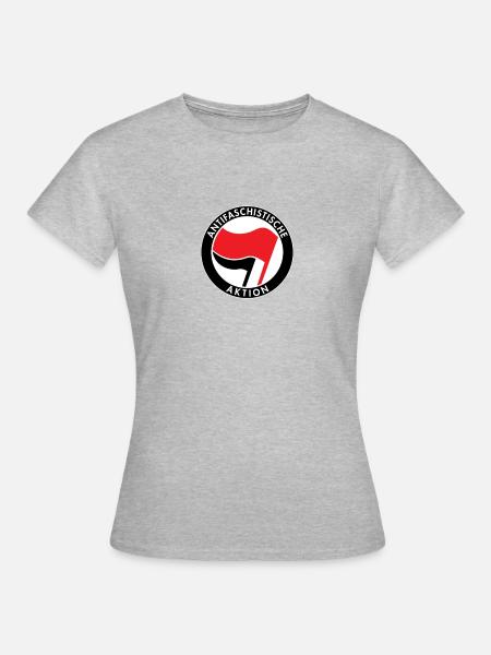 Antifa - Gegen Rechts - Frauen T-Shirt - Grau meliert