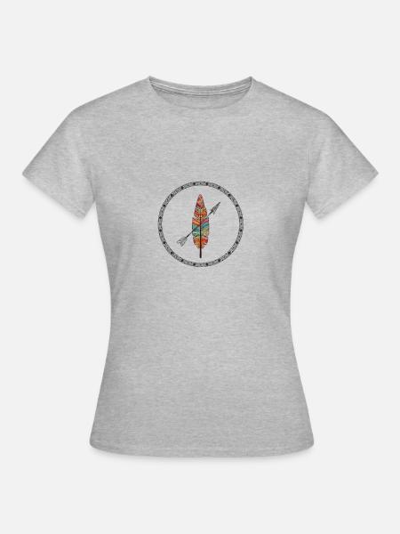 Boho Federn - Frauen T-Shirt - Grau meliert