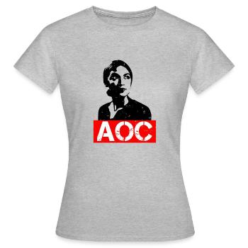 AOC for President 2024 Alexandria Ocasio-Cortez - Frauen T-Shirt - Grau meliert - Vorne - AI Model Female 172 dark (172cm)