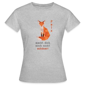 Gegen Pelz, Fuchs, Fuchsschwanz - Frauen T-Shirt - Grau meliert - Vorne - AI Model Female 172 dark (172cm)