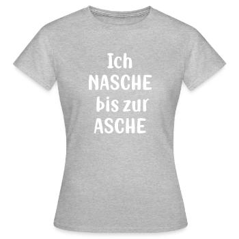 Lustiges Naschkatze Motiv Ich Nasche Bis Zur Asche - Frauen T-Shirt - Grau meliert - Vorne - AI Model Female 172 dark (172cm)