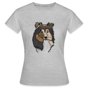Longhair Collie Mama | Collie Rough Collies - T-shirt Femme - gris chiné - Devant - AI Model Female 172 dark (172cm)