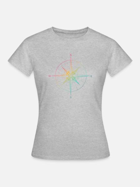 Compass, Kompass, Outdoor, Nature, Wildlife - Frauen T-Shirt - Grau meliert