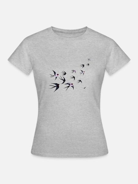Schwalbenschwarm Abbildung - Frauen T-Shirt - Grau meliert