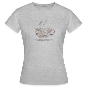 Hashtag Wordcloud Programmer, Coffee, Word Cloud - Frauen T-Shirt - Grau meliert - Vorne - AI Model Female 172 dark (172cm)