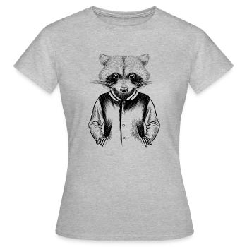 Hipster raccoon - Women's T-Shirt - heather grey - Front - AI Model Female 172 dark (172cm)