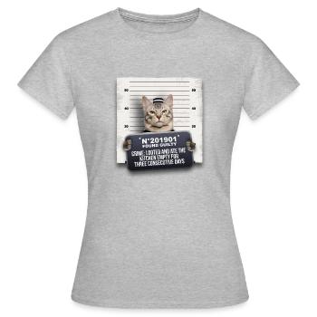 Chat criminel - T-shirt Femme - gris chiné - Devant - AI Model Female 172 dark (172cm)