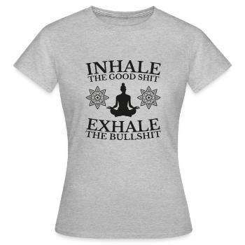 Inhale exhale Yoga Geschenk Spiritualität Peace - Frauen T-Shirt - Grau meliert - Vorne - AI Model Female 172 dark (172cm)
