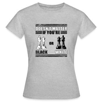Black and White - Schach - Frauen T-Shirt - Grau meliert - Vorne - AI Model Female 172 dark (172cm)